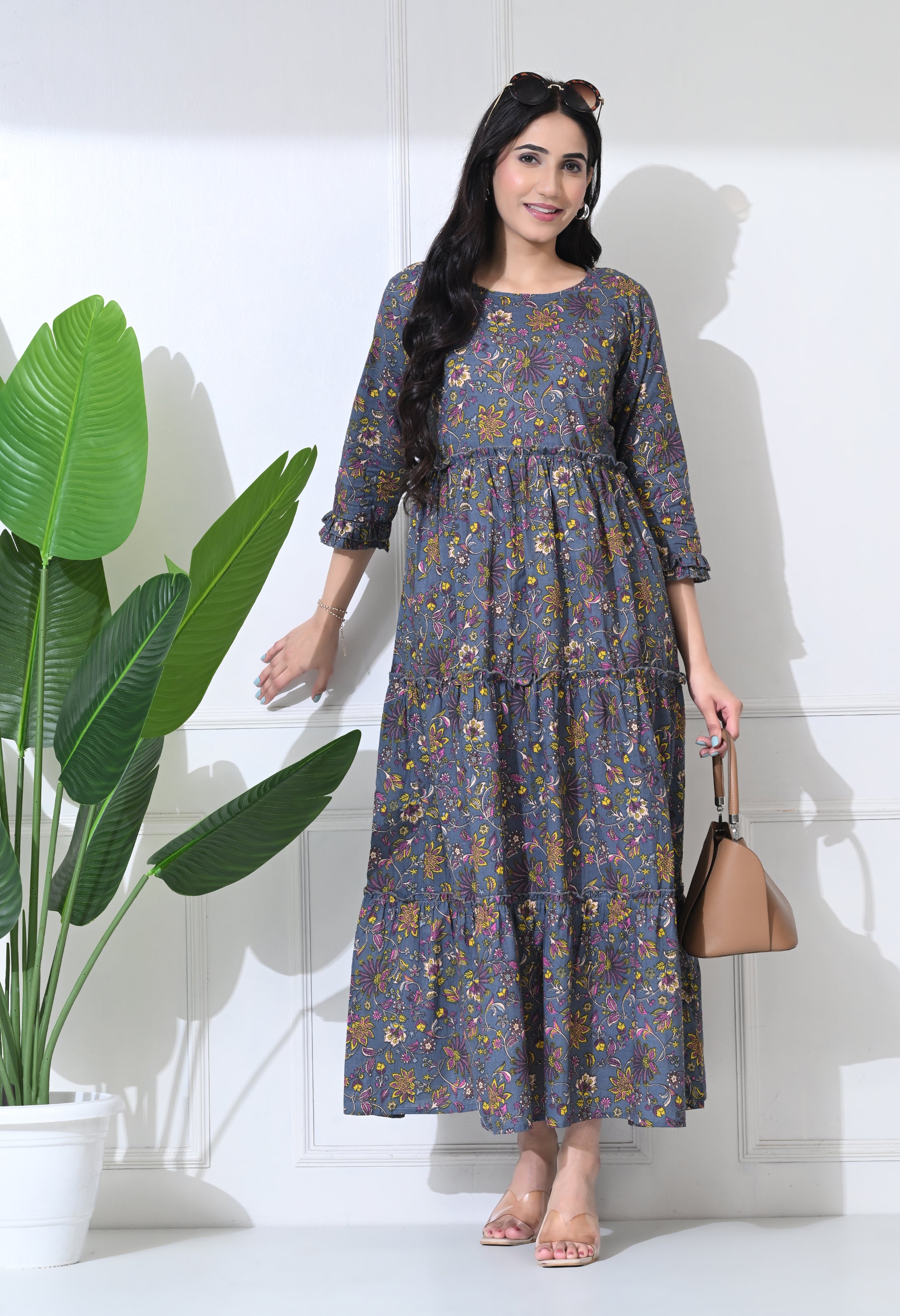 Dark Grey Printed Maternity Wear