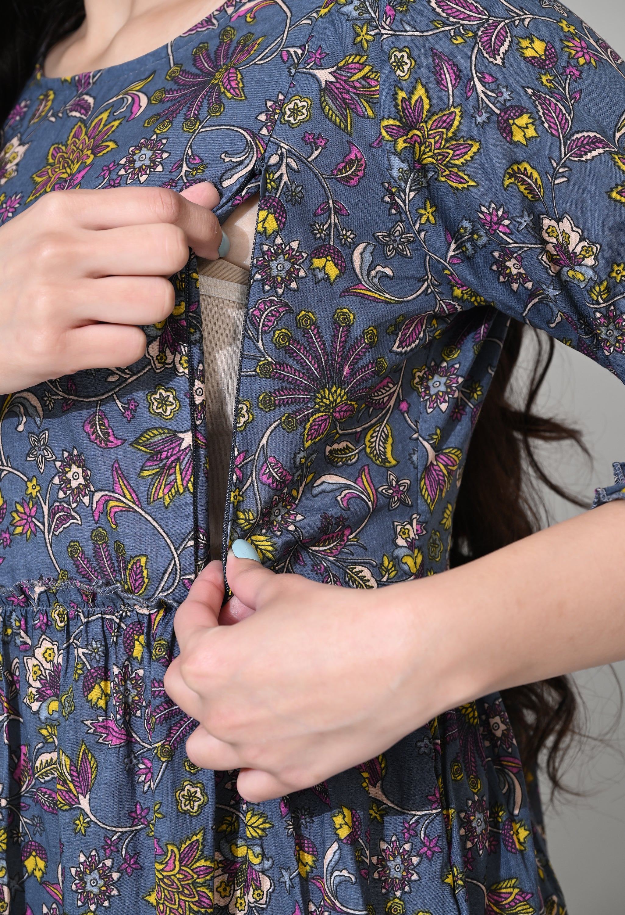 Dark Grey Printed Maternity Wear