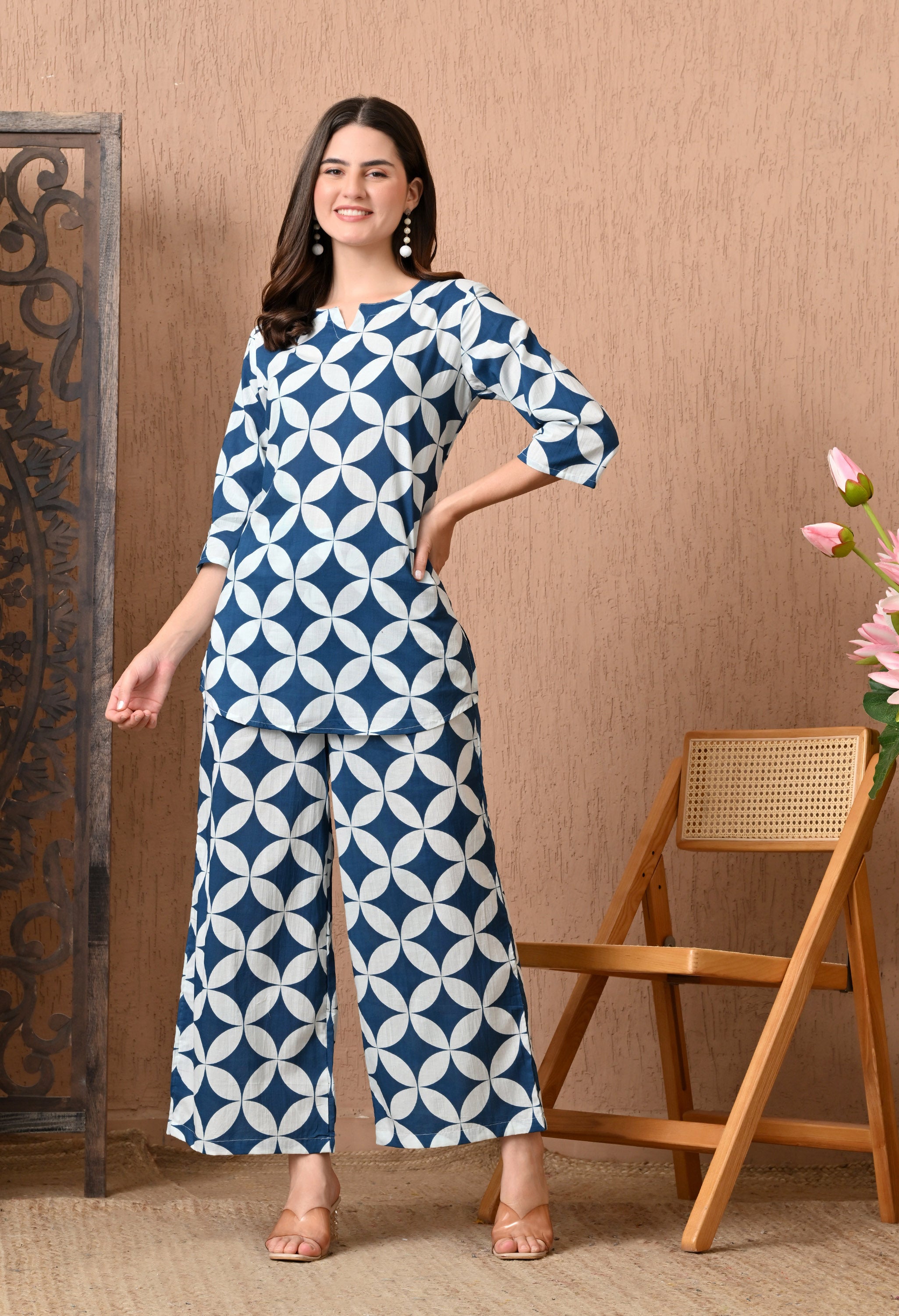 Dusky Blue Cotton Co-ord Set