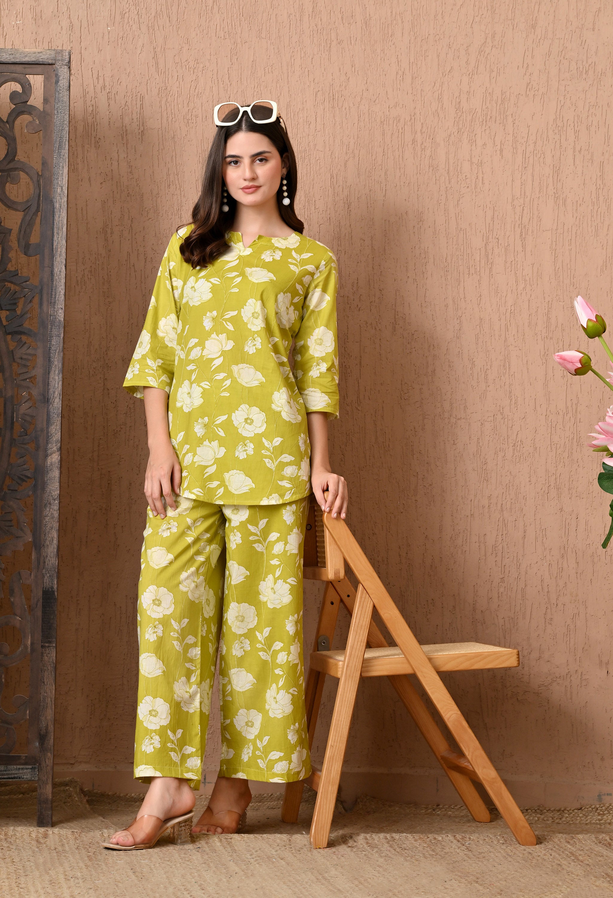 Orangy Yellow Cotton Co-ord set