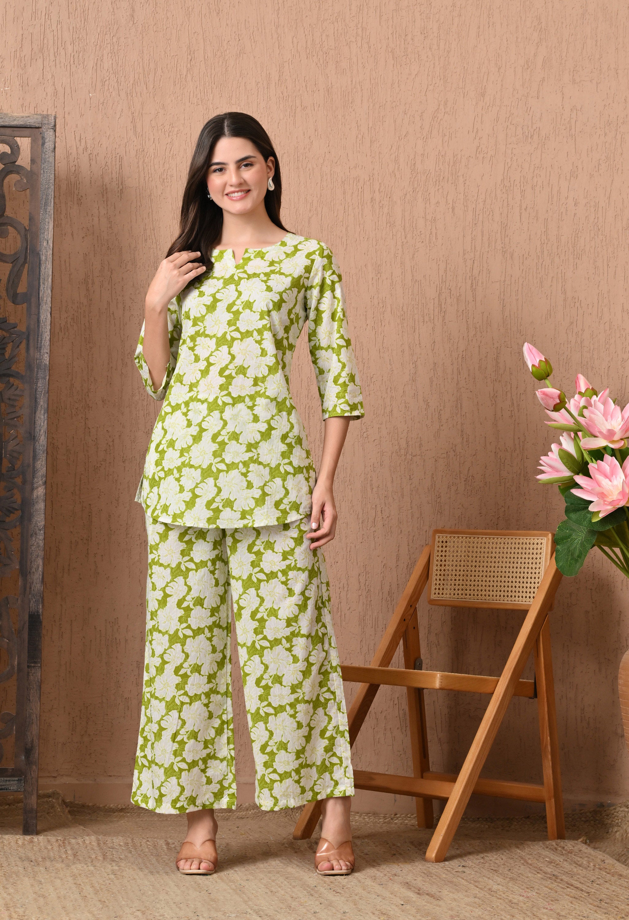 Trendy Green Cotton Co-ord Set