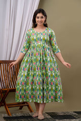 Women's Cotton Feeding Maternity Kurti Parrot Green SILAKIVA