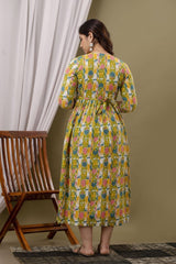 Women's Cotton Feeding Maternity Kurti Yellow SILAKIVA