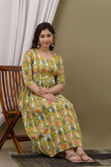 Women's Cotton Feeding Maternity Kurti Yellow SILAKIVA