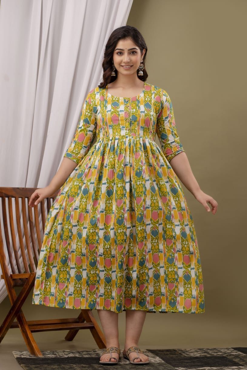 Women's Cotton Feeding Maternity Kurti Yellow SILAKIVA