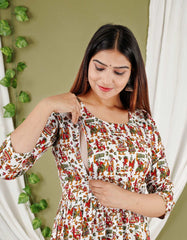 Women's Rayon Feeding Maternity Kurti White