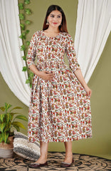 Women's Rayon Feeding Maternity Kurti White