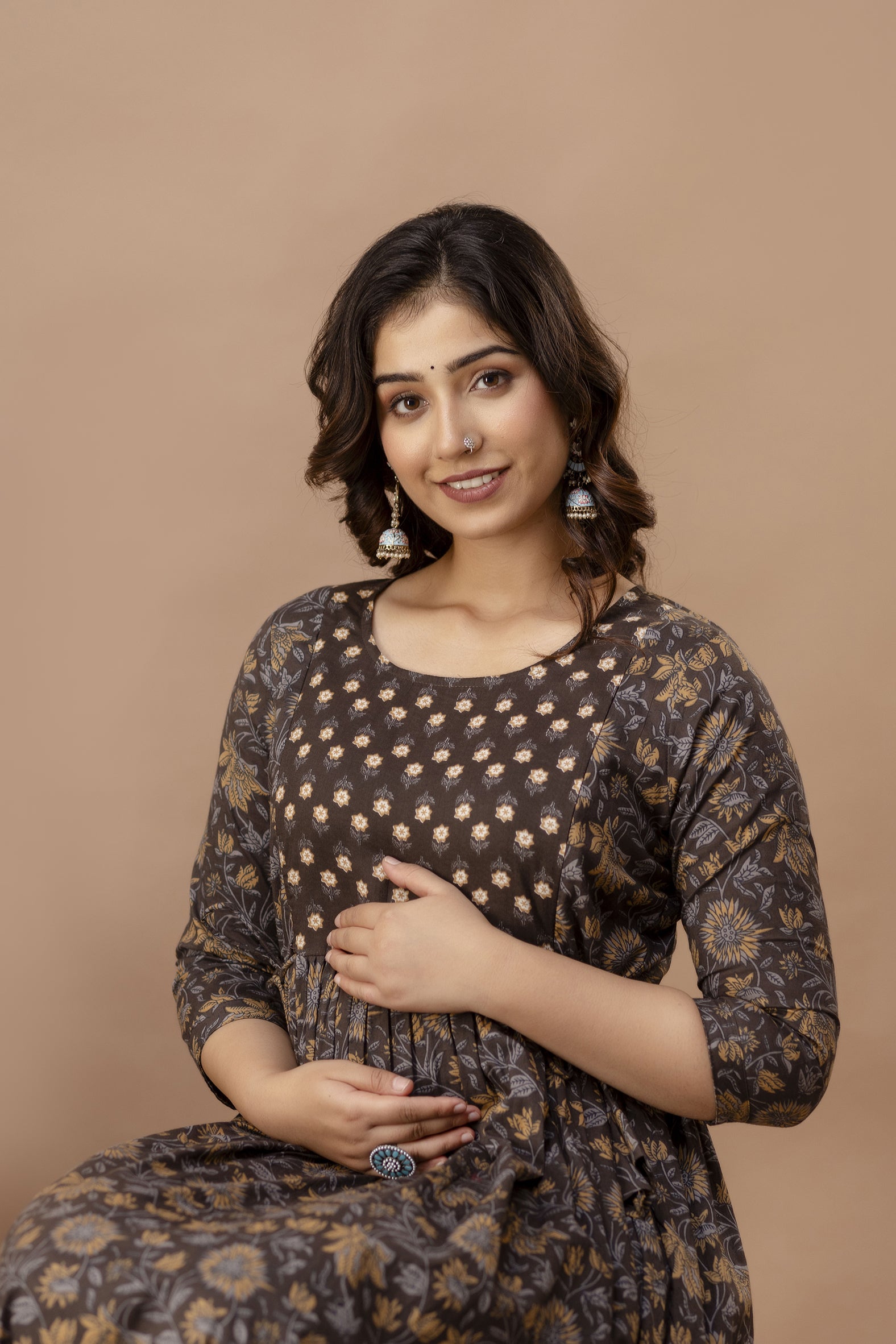 Dark Chocolate Feeding Kurta by SILAKIVA