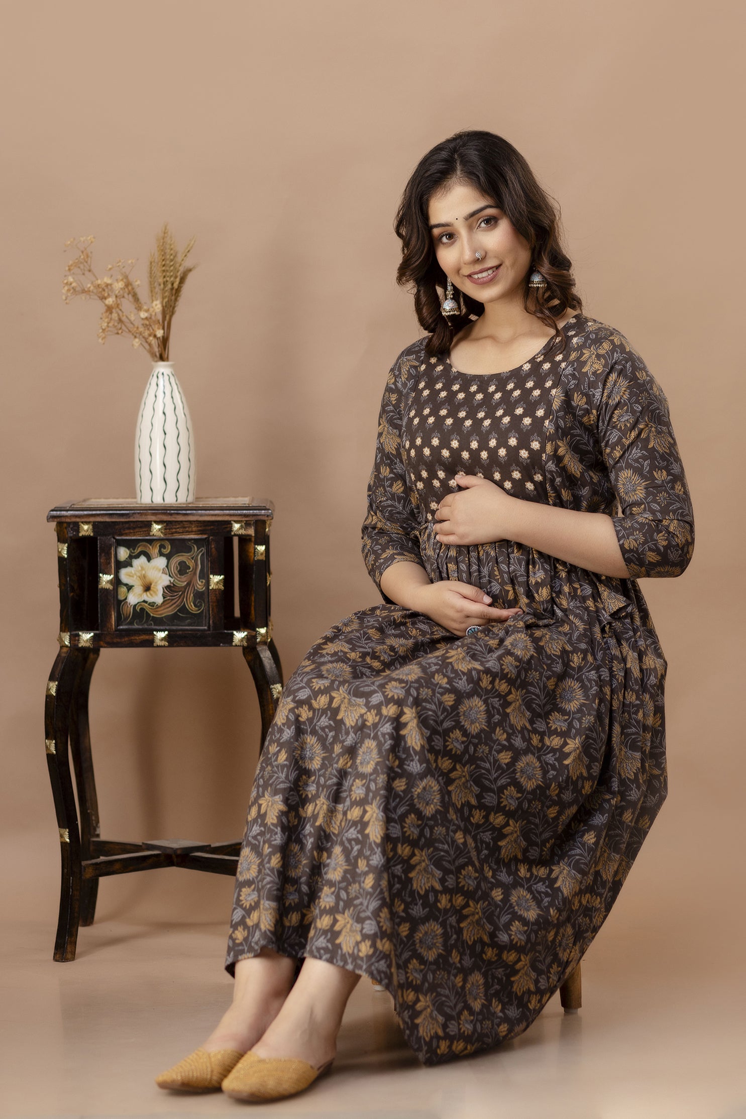 Dark Chocolate Feeding Kurta by SILAKIVA