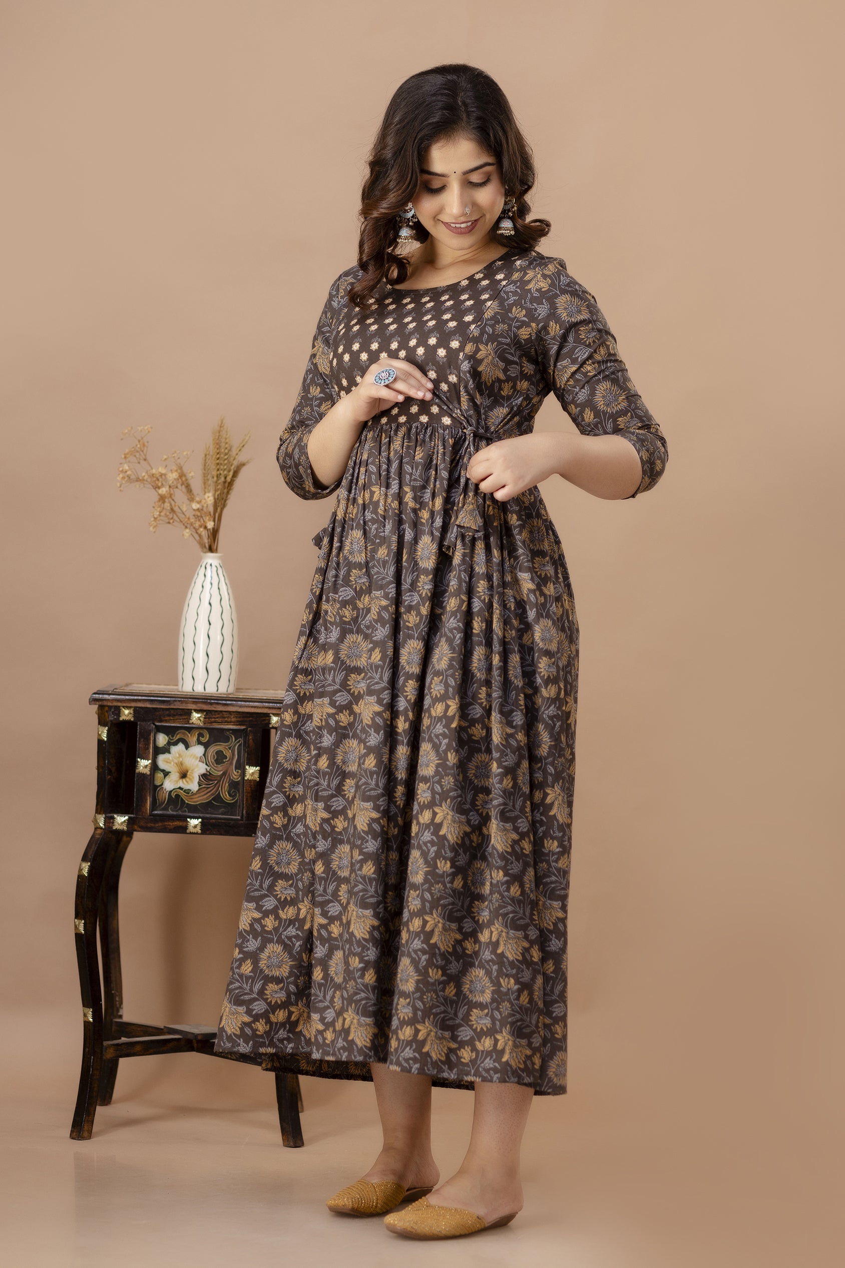 Dark Chocolate Feeding Kurta by SILAKIVA