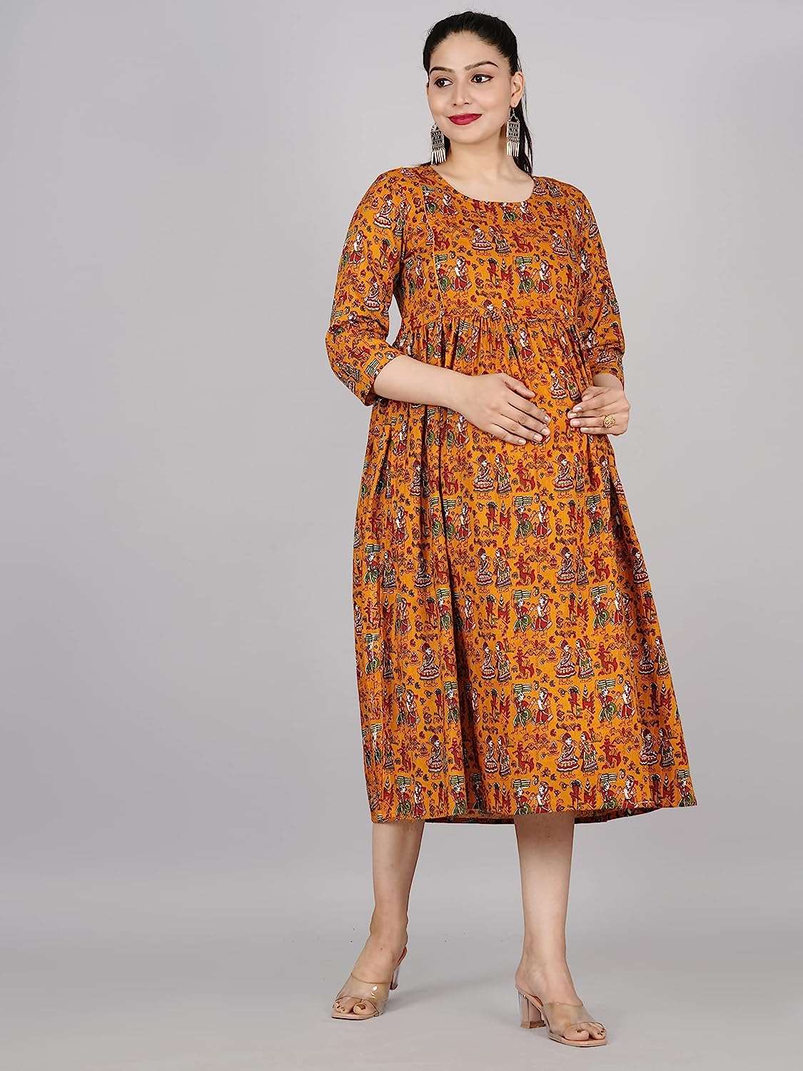 Women's Rayon Feeding Maternity Kurti Yellow