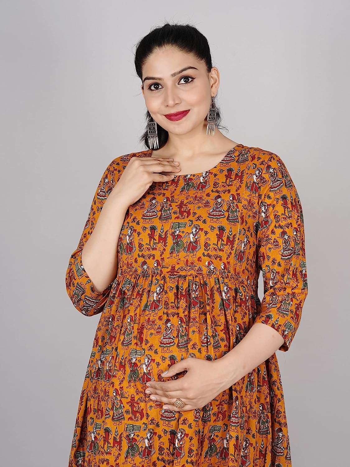 Women's Rayon Feeding Maternity Kurti Yellow