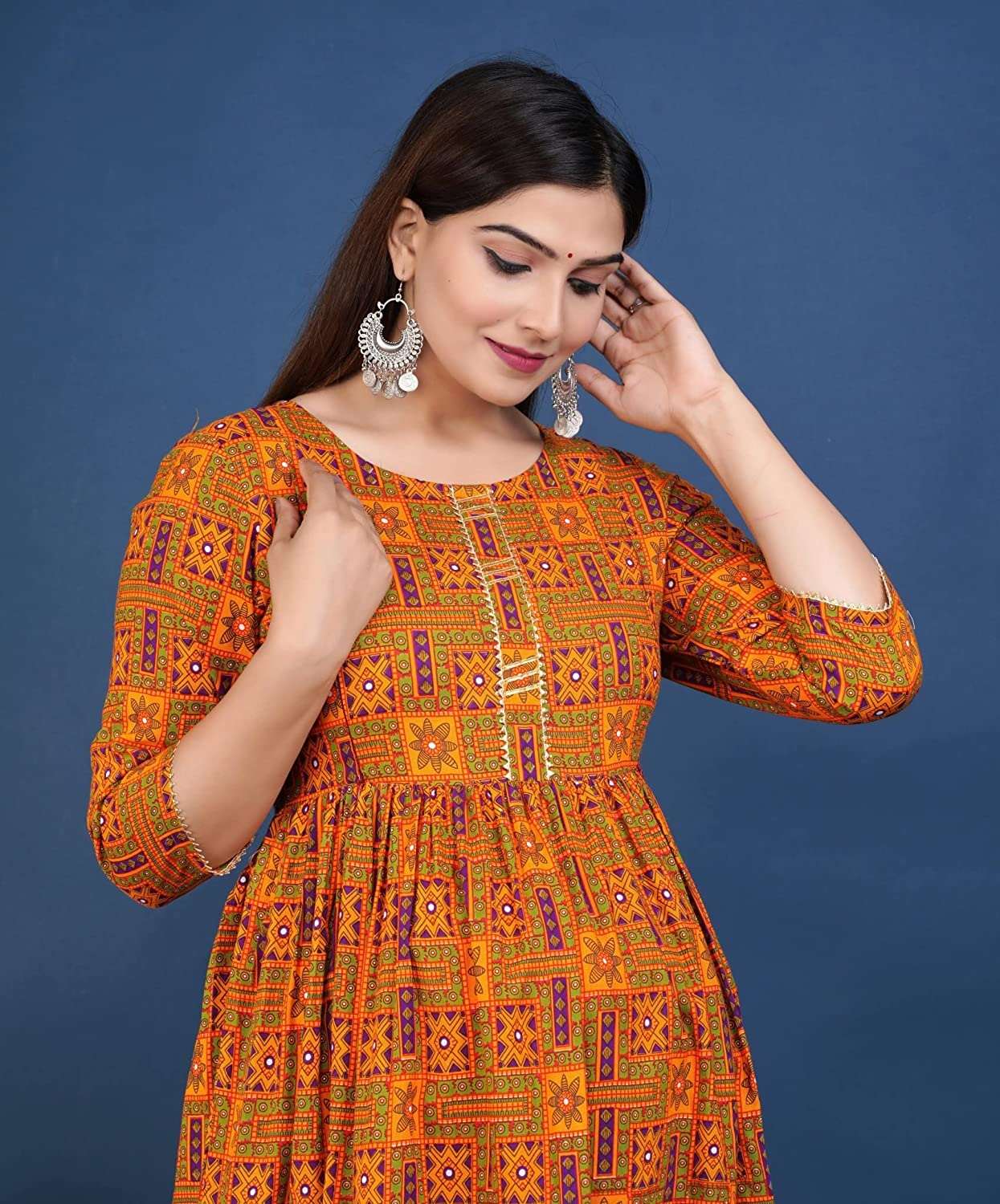 Women's Rayon Feeding Maternity Kurti Orange