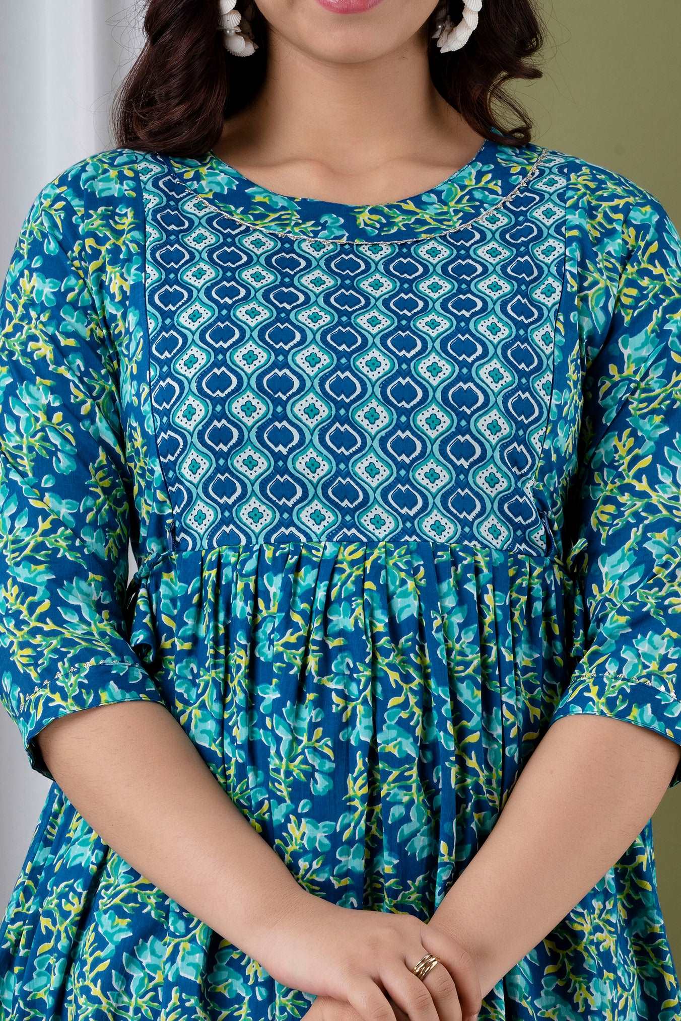 Women's Cotton Feeding Maternity Kurti Sky Blue