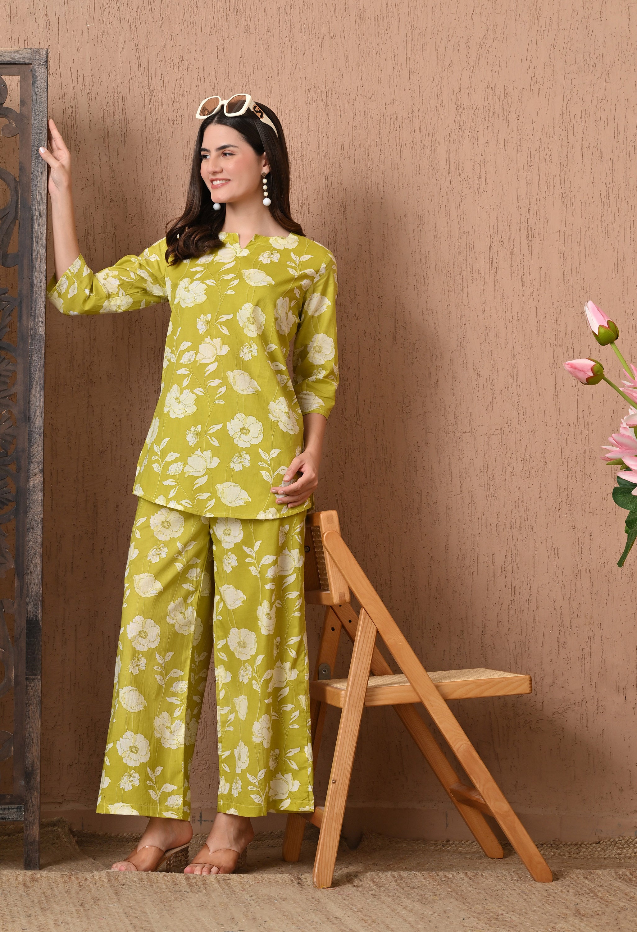 Orangy Yellow Cotton Co-ord set