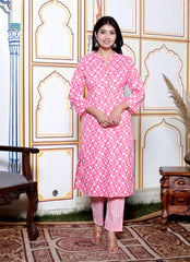 Beautiful Pink Pure Cotton Kurta with Pajama set By SILAKIVA