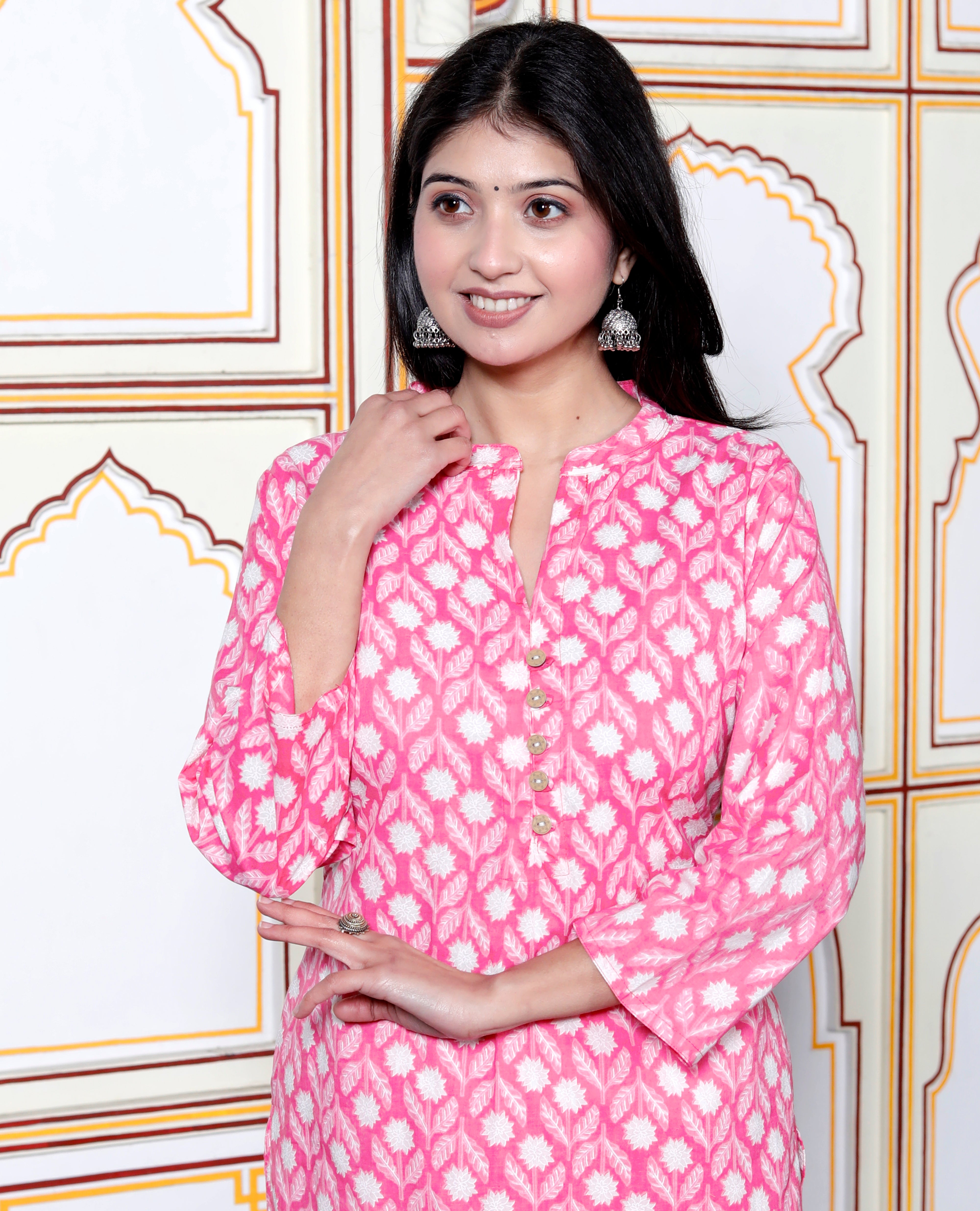 Pink Cotton Kurta with Pajama
