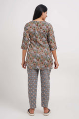 Beautiful Floral Printed Kurti with Pajama