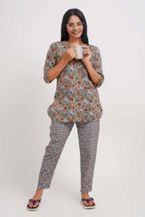 Beautiful Floral Printed Kurti with Pajama