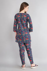 Floral Printed Short Kurti with Pyjama Set by Silakiva SILAKIVA