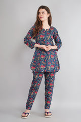 Floral Printed Short Kurti with Pyjama Set by Silakiva SILAKIVA