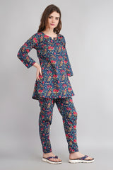 Floral Printed Short Kurti with Pyjama Set by Silakiva SILAKIVA