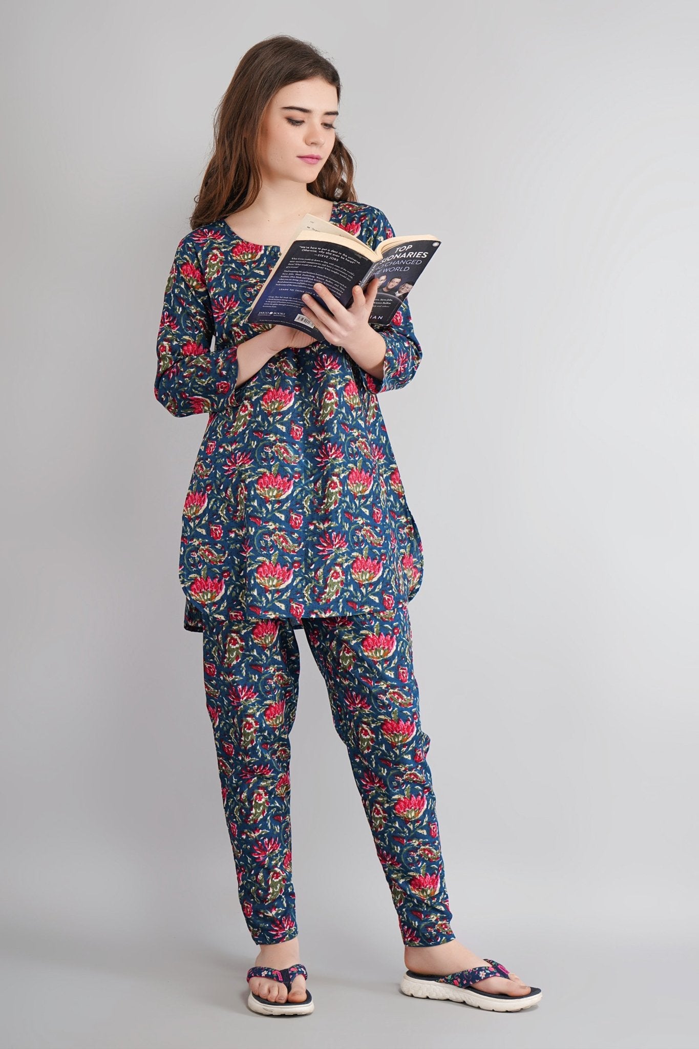 Floral Printed Short Kurti with Pyjama Set by Silakiva SILAKIVA