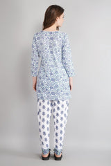 Floral Printed Night Suit (Short Kurta & Payjama Set) By Silakiva SILAKIVA